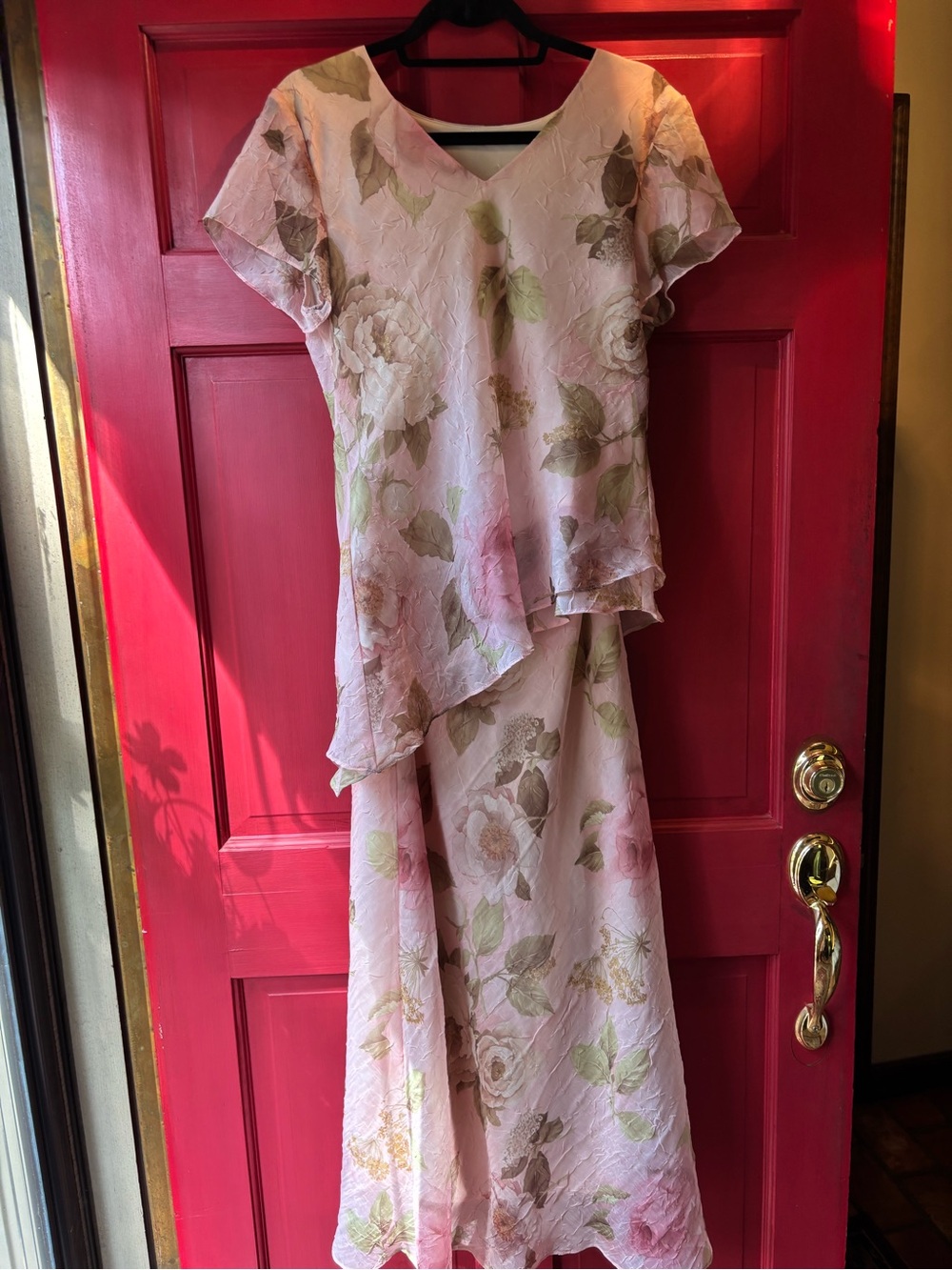 Elegant Pink Floral Layered Women's Dress, Coldwater Creek size 6